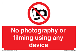 No photography or filming using any device